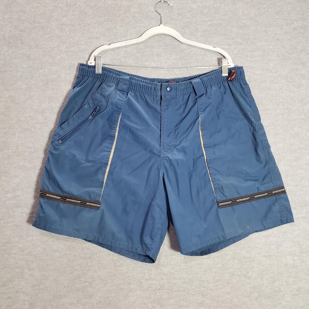 Speedo Men Shorts 38 Blue Chino Sport System Pockets High Rise 7 in Inseam